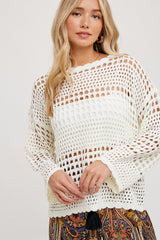 Ivory Open-Knit Sweater Pullover