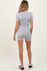 Heather Grey Fitted Maternity Romper