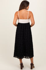 Black Colorblock Lace Maternity Maxi Dress