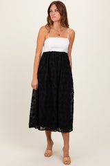 Black Colorblock Lace Maxi Dress