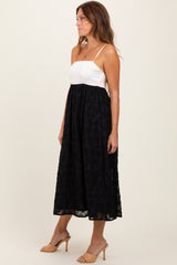 Black Colorblock Lace Maxi Dress