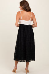 Black Colorblock Lace Maxi Dress