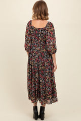 Black Floral Empire Waist Maxi Dress