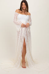 Ivory Lace Off Shoulder Maternity Photoshoot Gown/Dress