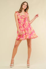 Fuchsia Orange Floral Dress