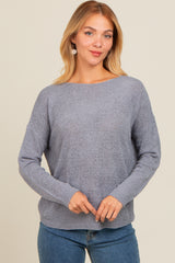 Periwinkle Contrast Knit Panel Sweater