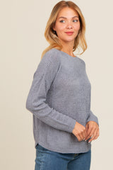 Periwinkle Contrast Knit Panel Sweater