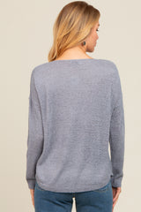 Periwinkle Contrast Knit Panel Sweater