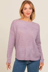 Lavender Contrast Knit Panel Sweater