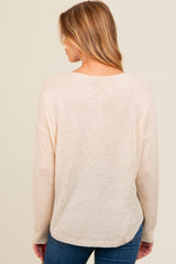 Cream Contrast Knit Panel Maternity Sweater