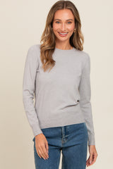 Heather Grey Basic Soft Knit Maternity Sweater