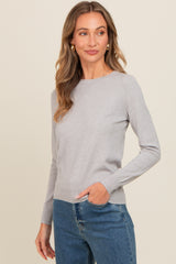 Heather Grey Basic Soft Knit Sweater