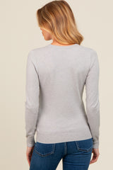 Heather Grey Basic Soft Knit Maternity Sweater