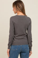 Charcoal Grey Basic Soft Knit Sweater