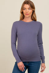 Periwinkle Basic Soft Knit Maternity Sweater