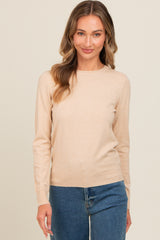 Beige Basic Soft Knit Maternity Sweater