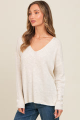 Ivory V-Neck Basic Sweater