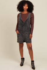 Charcoal Denim Scoop Neck Maternity Short Overall