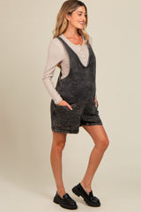 Charcoal Denim Scoop Neck Maternity Short Overall