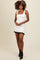 White Contrast Ruffle Trim Fitted Knit Dress
