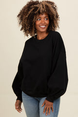 Black Oversized Balloon Sleeve Sweatshirt