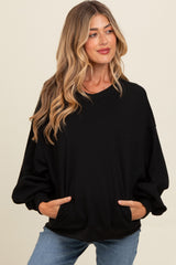 Black Oversized Balloon Sleeve Maternity Sweatshirt