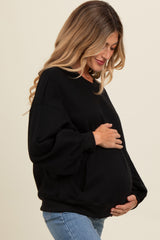 Black Oversized Balloon Sleeve Maternity Sweatshirt