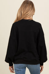 Black Oversized Balloon Sleeve Maternity Sweatshirt