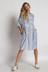 Chambray Tie Dye Print Dress