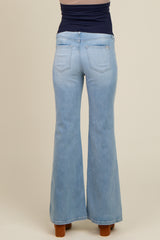 Light Blue Middle Seam Kick Flare Maternity Jeans
