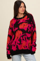 Fuchsia Abstract Fuzzy Knit Maternity Sweater