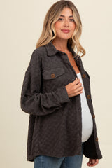 Black Checker Plaid Button Down Maternity Shirt