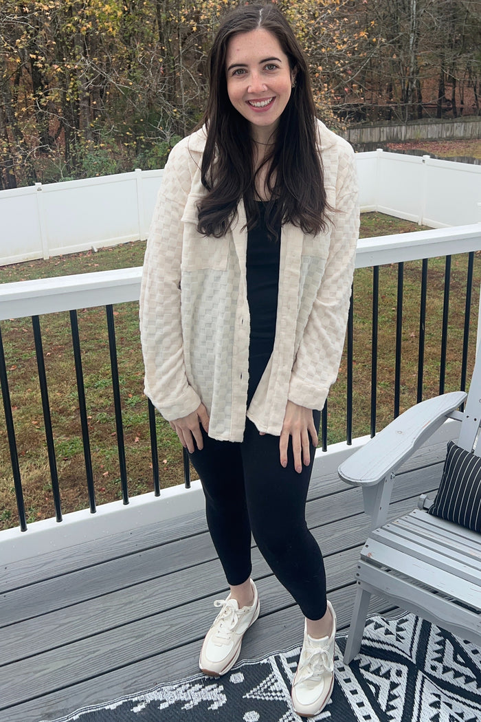 Ivory Checker Plaid Button Down Shirt