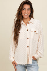 Ivory Checker Plaid Button Down Maternity Shirt