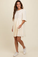 Cream Knit Ruffle Trim Dress