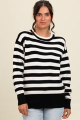 Black Striped Basic Maternity Sweater