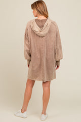 Mocha Mineral Wash Maternity Hoodie Dress