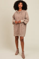 Mocha Mineral Wash Hoodie Dress