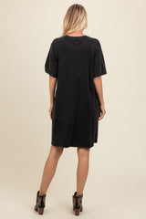 Black Rhinestone Mineral Washed T-Shirt Dress