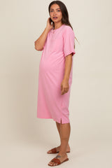 Light Pink Oversized Round Neck T-Shirt Maternity Dress