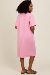 Light Pink Oversized Round Neck T-Shirt Dress