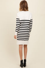 Ivory Striped Basic Sweater Dress