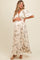 Cream Floral Chiffon Ruffle Accent Maternity Maxi Dress