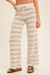 Almond Grey Stripe Wide Sweater Pants