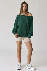 Forest Green One Shoulder Sweatshirt