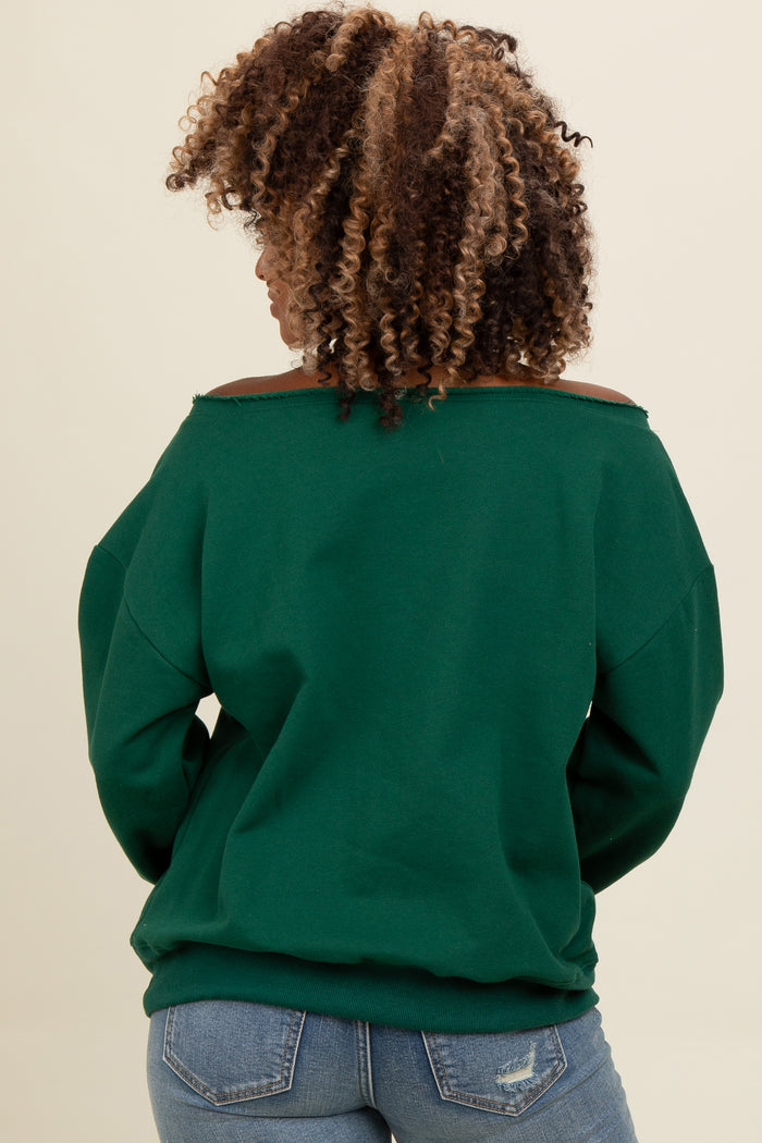 Forest Green One Shoulder Sweatshirt