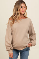 Taupe One Shoulder Maternity Sweatshirt