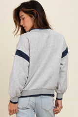 Heather Grey Contrast Sleeve V-Neck Sweatshirt