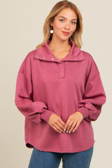 Mauve Snap Collar Oversized Maternity Pullover