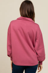 Mauve Snap Collar Oversized Maternity Pullover